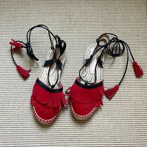 Iris and ink red suede espadrilles